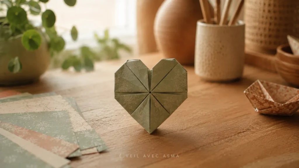 coeur 7 plis en origami eveil avec asma
